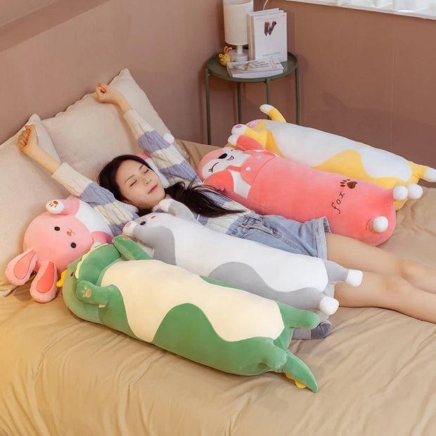 70/90/120CM Cartoon Animal Dinosaur Unicorn Cat Plush Toys Stuffed Soft Long Sleeping Pillow Dolls  Birthday Gift KAEMEX