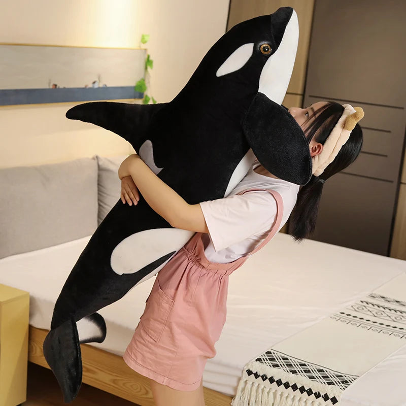 big Killer whale doll pillow whale Orcinus orca black and white whale plush toy doll shark kids boys girls soft toys KAEMEX