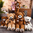 80/100CM 4 Colors Bear With Scarf Stuffed Animals Bear Plush Toys Bear Doll Lovers Birthday Baby Gift KAEMEX
