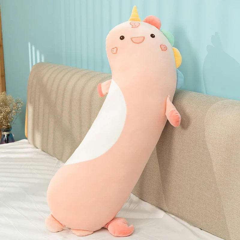 75/95/125cm Lovely Dinosaur Penguin Husky Unicorn Kawaii Long Pillow Stuffed Soft Animal Dolls Sleeping Pregnant Baby Kids Toys KAEMEX
