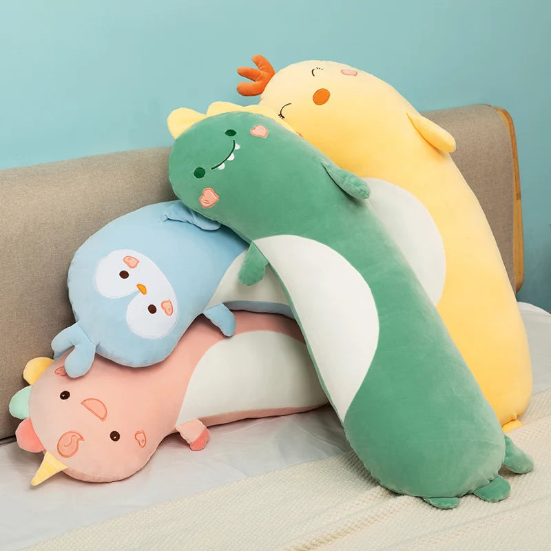75/95/125cm Lovely Dinosaur Penguin Husky Unicorn Kawaii Long Pillow Stuffed Soft Animal Dolls Sleeping Pregnant Baby Kids Toys KAEMEX