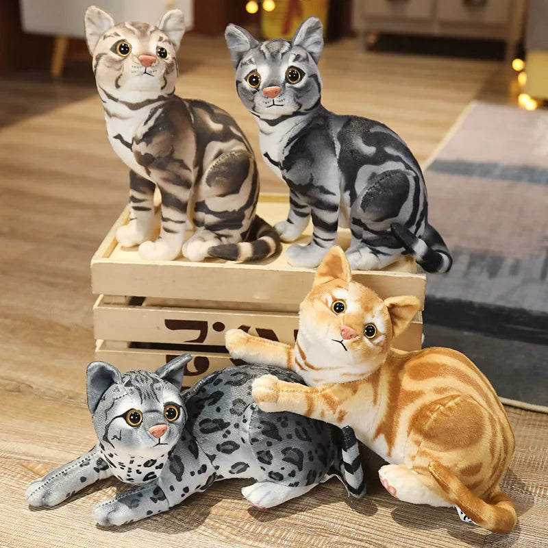 Lifelike Cat Plush Doll Soft Stuffed Animals Toy Child Gift Cute Cat Toys For Kids Birthday Christmas Gifts KAEMEX