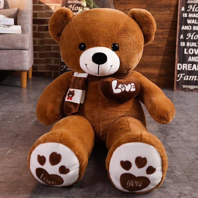 80/100CM 4 Colors Bear With Scarf Stuffed Animals Bear Plush Toys Bear Doll Lovers Birthday Baby Gift KAEMEX