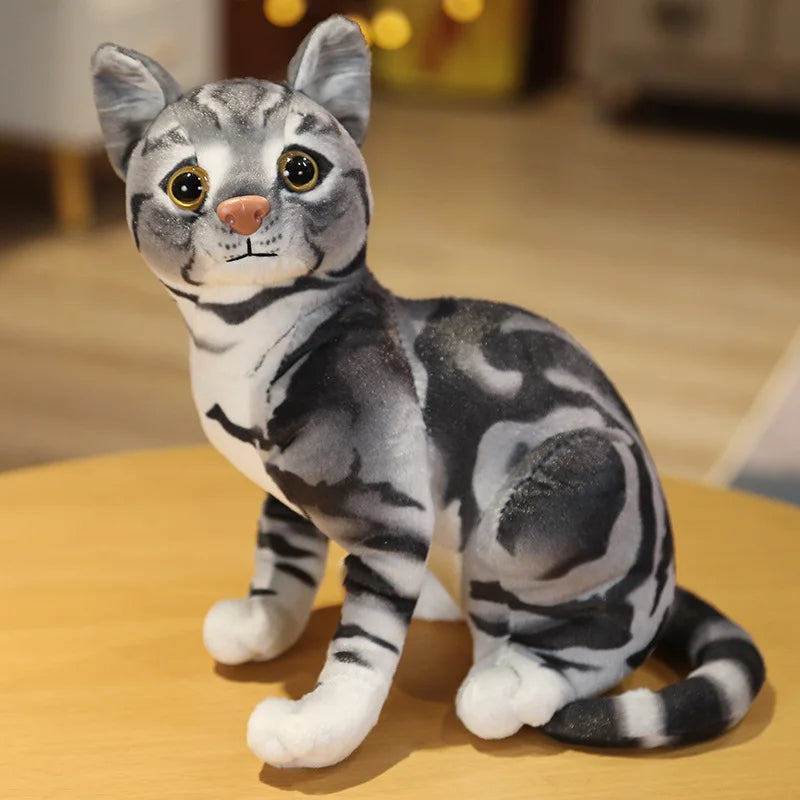 Lifelike Cat Plush Doll Soft Stuffed Animals Toy Child Gift Cute Cat Toys For Kids Birthday Christmas Gifts KAEMEX