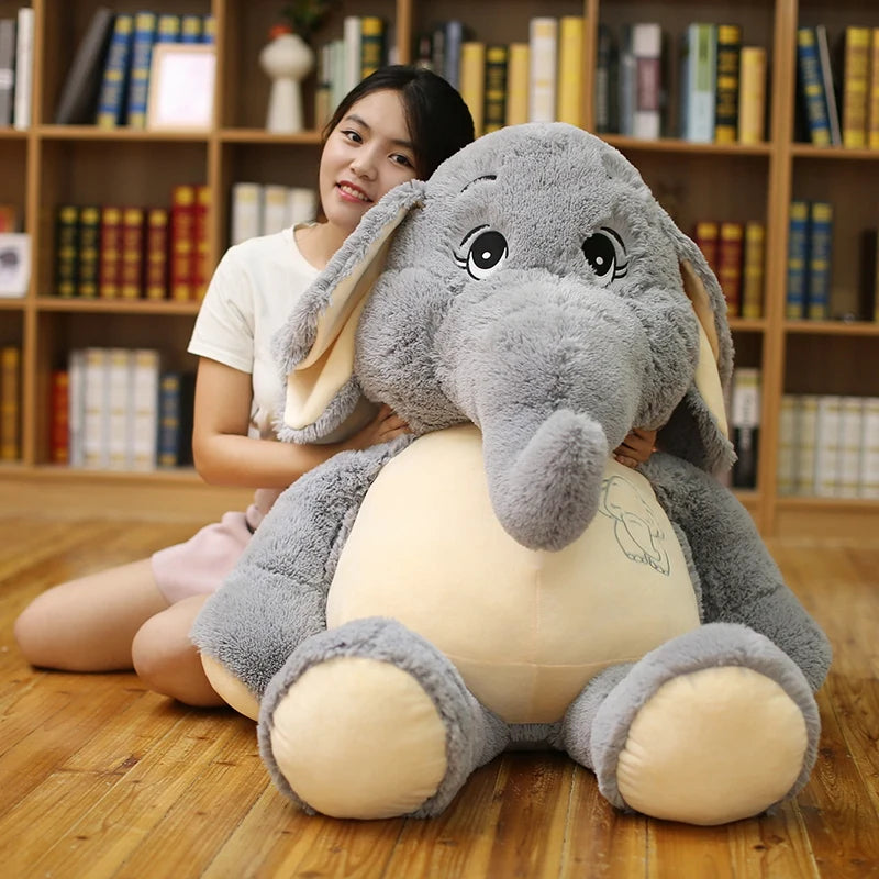 Giant plush Elephant toys Grey Stuffed Big flappy ears Long plush elephant Animal toys for Christmas gift KAEMEX