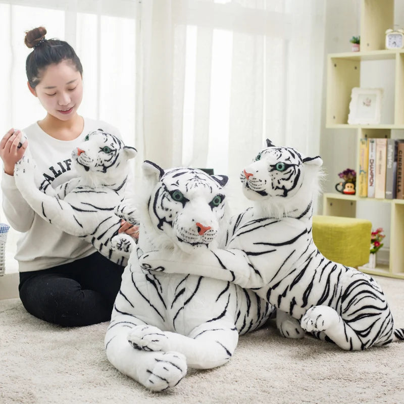 30-120CM High Quality Giant White Tiger Stuffed Toy Lovely Big Size Tiger Plush Doll Soft Pillow Christmas Gift KAEMEX