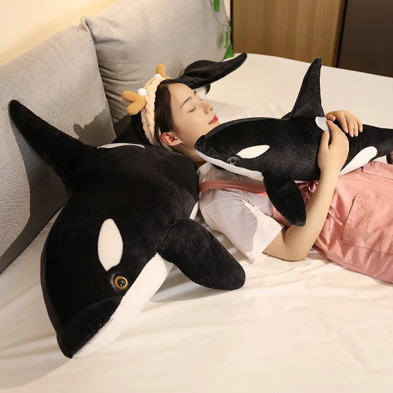 big Killer whale doll pillow whale Orcinus orca black and white whale plush toy doll shark kids boys girls soft toys KAEMEX