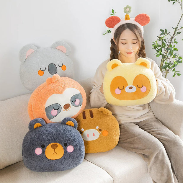 Nice Cute Plush Animals Pillow Soft Lovely Raccoon Bear Sloth Koala Boar Doll Sofa Chair Cushion Birthday Gifts KAEMEX