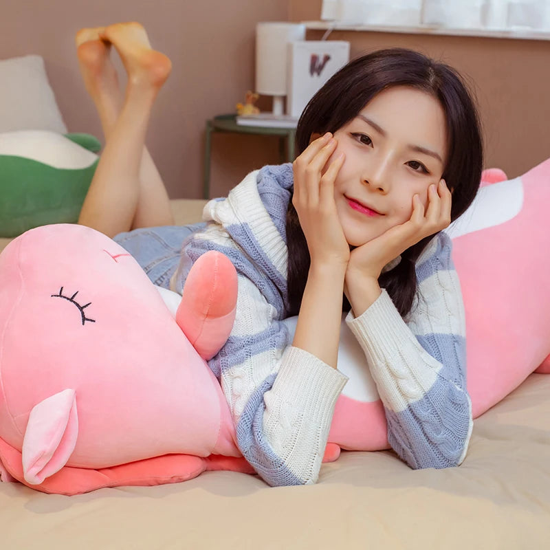 70/90/120CM Cartoon Animal Dinosaur Unicorn Cat Plush Toys Stuffed Soft Long Sleeping Pillow Dolls  Birthday Gift KAEMEX
