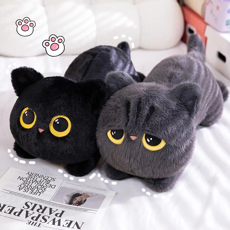 Cute Cat Plush Pillow Stuffed Soft Lying Cat Cushion Lovely Black Cat Sleeping Pillow Nice Birthday Gifts KAEMEX