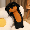 Curved Sausage Dog Shaped Pillow Black Dog Plush Toy Stuffed Puppy Leg Crossing Body Cushion Soft Plushie Birthday Presents KAEMEX