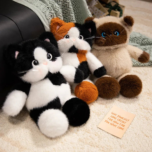 45/60cm Funny Cute Soft Cat Cow Cat Plush Toys Siamese Kitten Pillow Bed Sleep Home Decor Doll for Birthday Gift KAEMEX