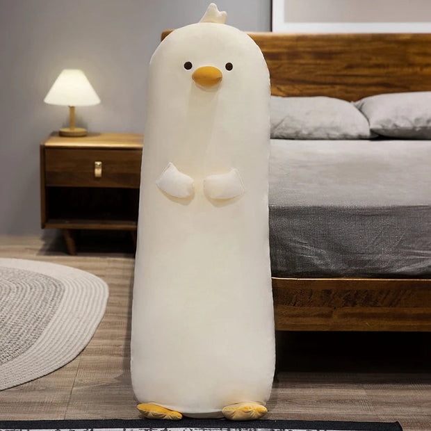 70~120cm Duck Long Pillow Stuffed Soft Cartoon Animal Chick Penguin Dinosaur Bolster Plushie Sleeping Leg Support Birthday Gift KAEMEX