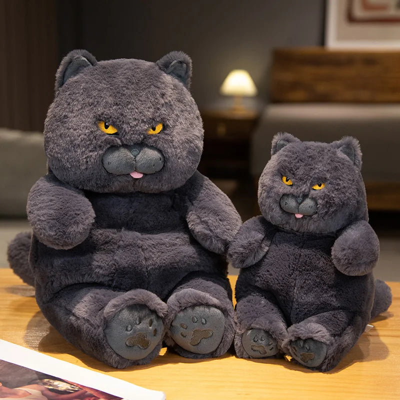 Fat Cat Plush Stuffed Animals Toy Lifelike Black Cat Toy for Boys and Girls Xmas Birthday Gift KAEMEX