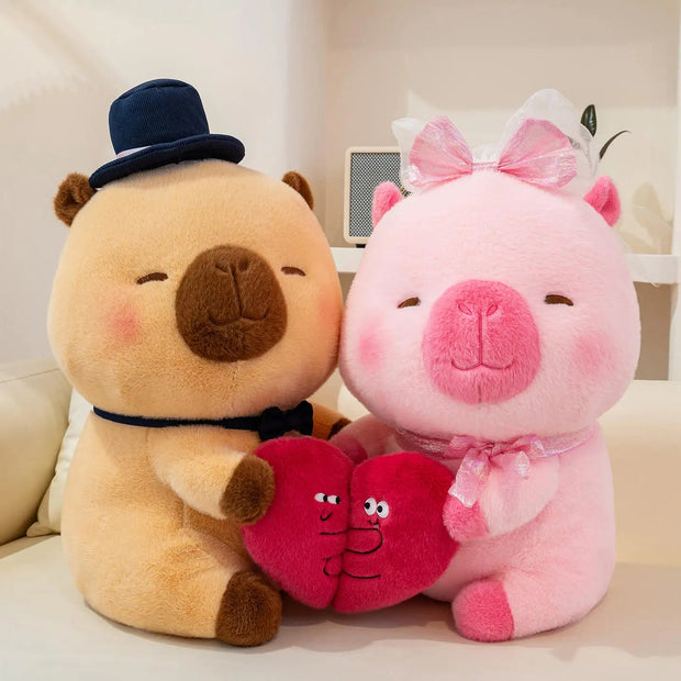 A Couple Of Capybara Plush Toy Holding Heart Stuffed Capybara Pillows For Valentine Day Gifts KAEMEX