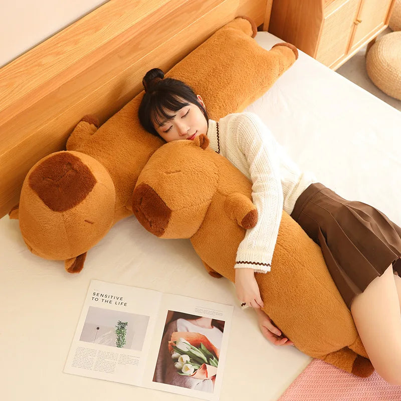 90-120cm Cartoon Capybara Stuffed Plush Toys Lovely Soft Long Capibara Sleeping Pillow Cushion Dolls Girl Birthday Gift KAEMEX