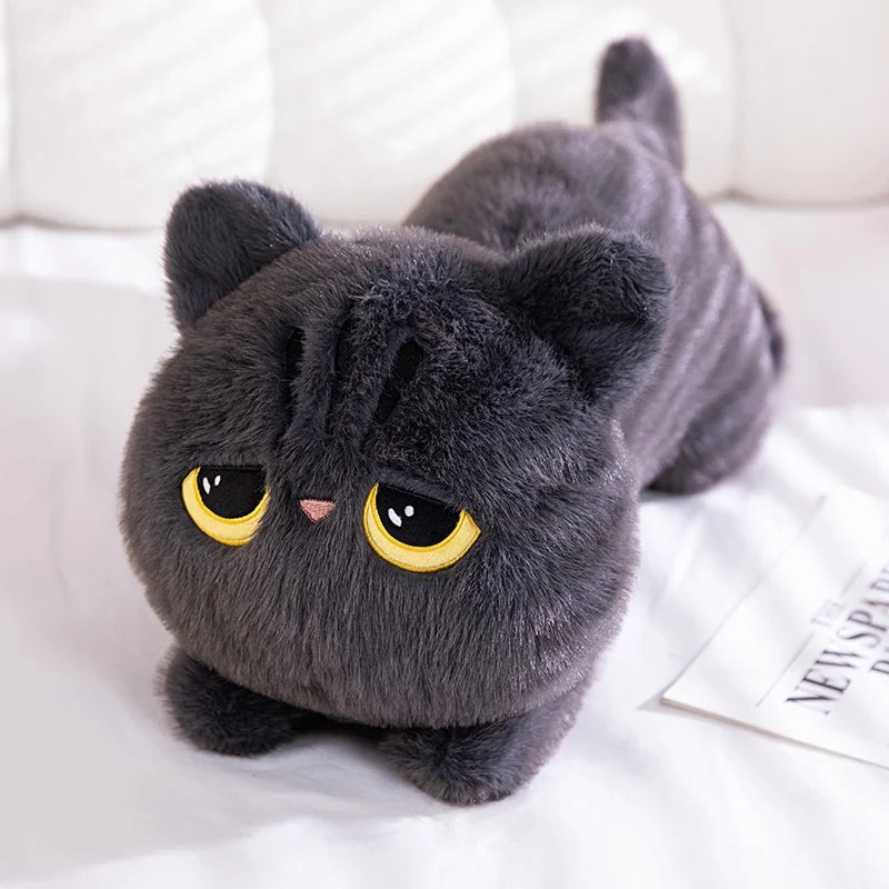 Cute Cat Plush Pillow Stuffed Soft Lying Cat Cushion Lovely Black Cat Sleeping Pillow Nice Birthday Gifts KAEMEX