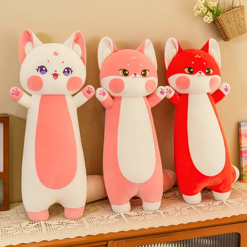 70-130cm  Kawaii Cat Red Fox Plush Toy Soft Animal Toys Stuffed Cat Long Pillow Cushion Birthday Gifts KAEMEX