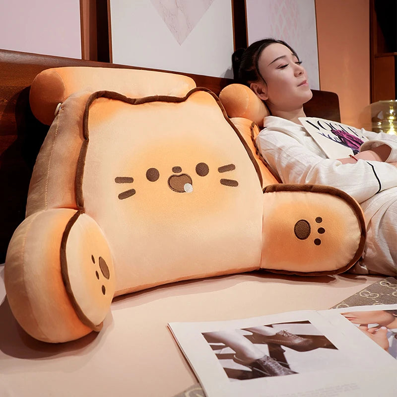 Cartoon bedside soft Animal Bread Cat Dog Backrest Sofa Cushion Plush Biscuit Bear Triangle Pillow On The Bed Gifts KAEMEX
