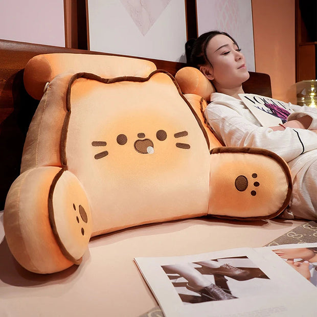 Cartoon bedside soft Animal Bread Cat Dog Backrest Sofa Cushion Plush Biscuit Bear Triangle Pillow On The Bed Gifts KAEMEX