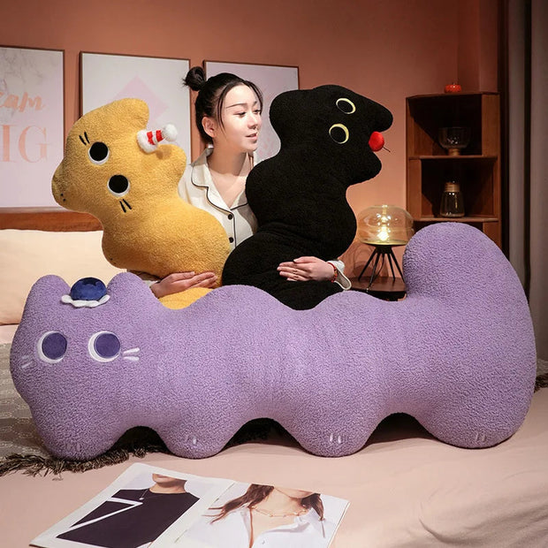 Cute Sleeping Plush Toy Cushion New Candy Color L-shaped Cat Long Pillow Bed Cushion KAEMEX