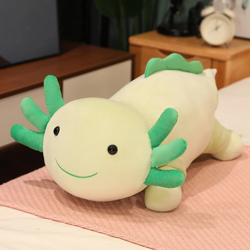 Giant Cuddly Salamander Newt Baby Axolotl Doll Plush Toy Green Blue Pink Rose Red Lying Smiling Face Aquatic Animal Gift KAEMEX