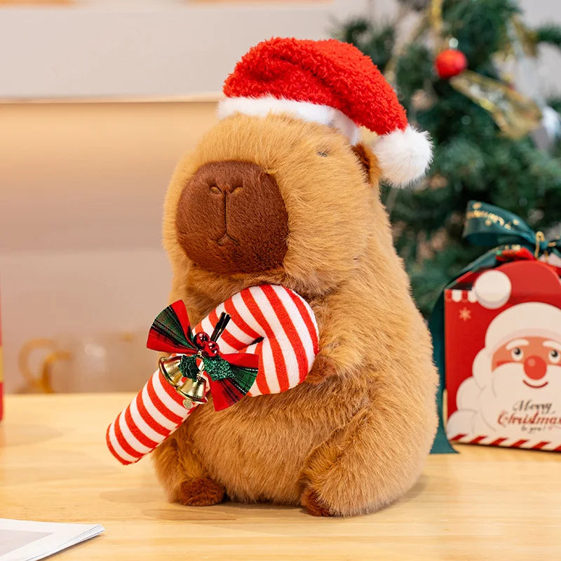 New Year Capybara With Red Hat Plush Doll Cute Capibara Anime Toy Kawaii Plushie Christmas Gift Soft Stuffed Animals KAEMEX