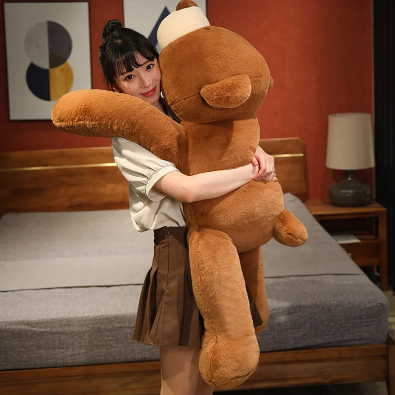 50cm-120cm Lying Bear Plush Toys Soft Sleep Pillow Cartoon Animal Bear Stuffed Doll Classic Birthday Gifts KAEMEX