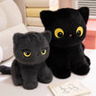 Black Cat Plush Pillow Soft Stuffed Sitting Cat Cushion Cute Cat Design Lovely Birthday Gift Idea for Cat Lovers KAEMEX
