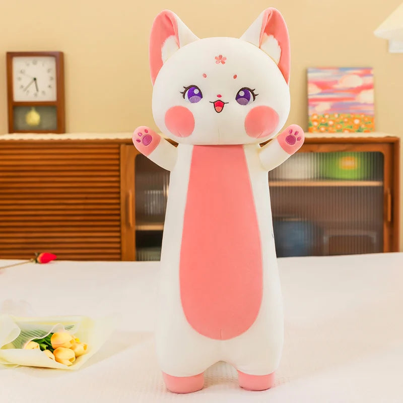 70-130cm  Kawaii Cat Red Fox Plush Toy Soft Animal Toys Stuffed Cat Long Pillow Cushion Birthday Gifts KAEMEX