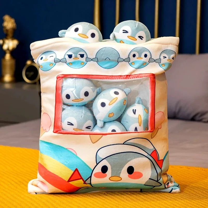 A Plushie Bag Pudding Stuffed Cat Paw Rabbit Toys Animals Bubble Tea Candy Bag for Christmas Birthday Gift KAEMEX