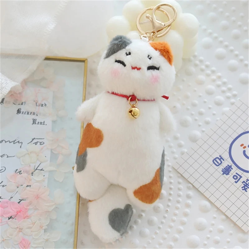 Japan Calling Bring Fortune Cat Plushie Stuffed Animals Flower Orange White Cats Throw Pillow Neck Bell Decor Necklace Toys KAEMEX