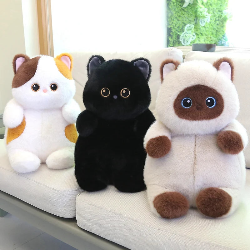 Cute Pet Cat Plush Toy Calico Cat Siamese Kitten Black Cat Stuffed Animal Companion Doll Birthday Gift KAEMEX