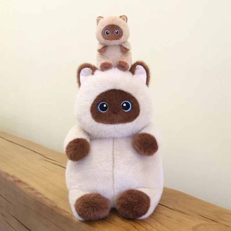 Cute Pet Cat Plush Toy Calico Cat Siamese Kitten Black Cat Stuffed Animal Companion Doll Birthday Gift KAEMEX