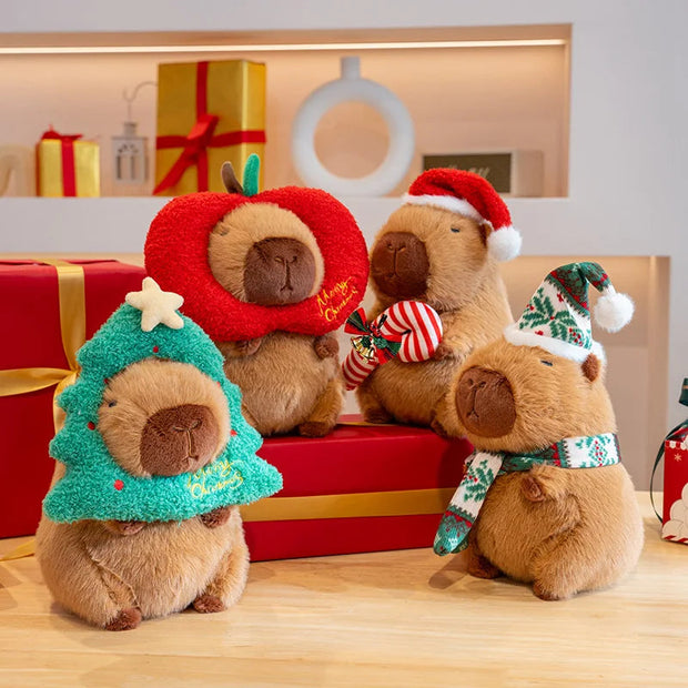 New Year Capybara With Red Hat Plush Doll Cute Capibara Anime Toy Kawaii Plushie Christmas Gift Soft Stuffed Animals KAEMEX