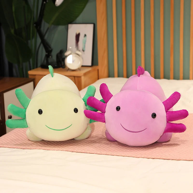 Giant Cuddly Salamander Newt Baby Axolotl Doll Plush Toy Green Blue Pink Rose Red Lying Smiling Face Aquatic Animal Gift KAEMEX