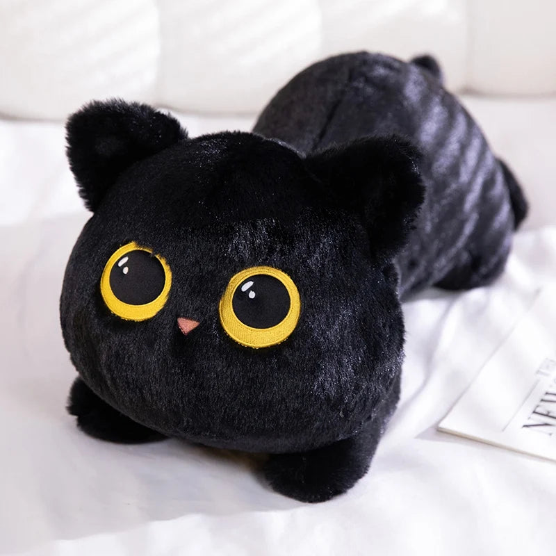 Cute Cat Plush Pillow Stuffed Soft Lying Cat Cushion Lovely Black Cat Sleeping Pillow Nice Birthday Gifts KAEMEX
