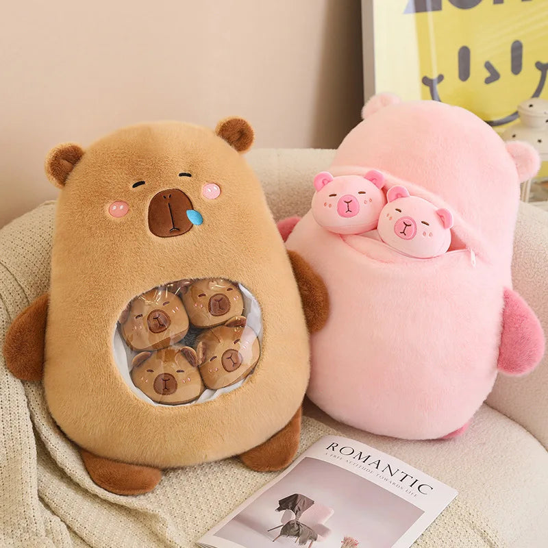Six Balls Capybara Bag Cartoon Newt Animal Squishy Mini Dolls Plush Pillow Office Nap Food Snack Plushie Peluche Gift KAEMEX