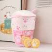 A Plushie Bag Pudding Stuffed Cat Paw Rabbit Toys Animals Bubble Tea Candy Bag for Christmas Birthday Gift KAEMEX