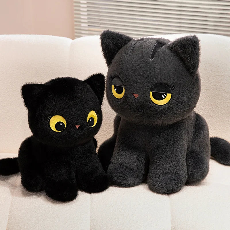 Black Cat Plush Pillow Soft Stuffed Sitting Cat Cushion Cute Cat Design Lovely Birthday Gift Idea for Cat Lovers KAEMEX