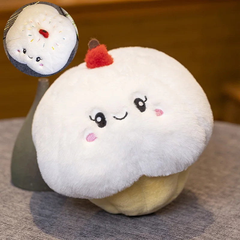 Stuffed Cake Plushie Strawberry Fruit Muffin Shape Plush Toys Cute Face Cream Snack Parsty Decor Party Gift for Birthday KAEMEX