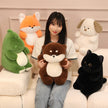 40CM Cute Animal Plush Toy Fox,Puppy,Black Cat,Dinosaur,Beaver Plush Doll Fluffy Stuffed Animal Toy Home Sofa Decor Gift KAEMEX