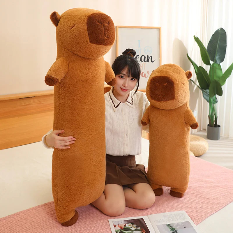 90-120cm Cartoon Capybara Stuffed Plush Toys Lovely Soft Long Capibara Sleeping Pillow Cushion Dolls Girl Birthday Gift KAEMEX