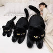 Black Cat Plush Pillow Soft Stuffed Lying Cat Cushion Cute Sleeping Cat Design Lovely Birthday Gift Idea for Cat Lovers KAEMEX
