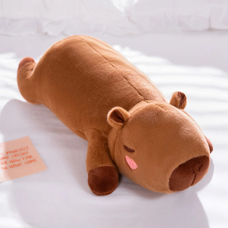 60cm-100cm Kawaii Cartoon Giant Strip Capybara Plush Doll Pillow Lying Brown Orange Wings Creative Capybara Plush Toy Home Decor KAEMEX