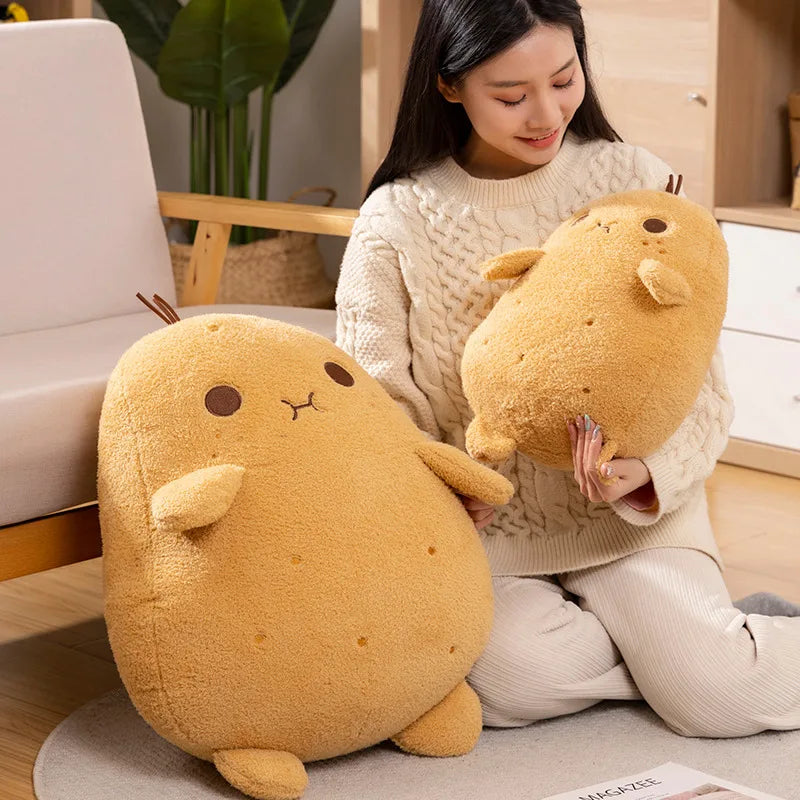 Kawaii Yellow Potato Shaped Plush Pillow Soft Toy for Girlfriend Decorative Potatos Adornment for Bedroom Gift Idea KAEMEX