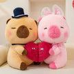 A Couple Of Capybara Plush Toy Holding Heart Stuffed Capybara Pillows For Valentine Day Gifts KAEMEX