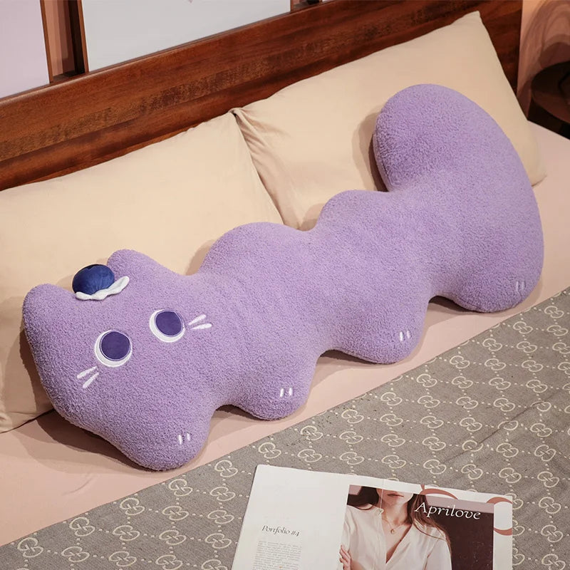 Cute Sleeping Plush Toy Cushion New Candy Color L-shaped Cat Long Pillow Bed Cushion KAEMEX