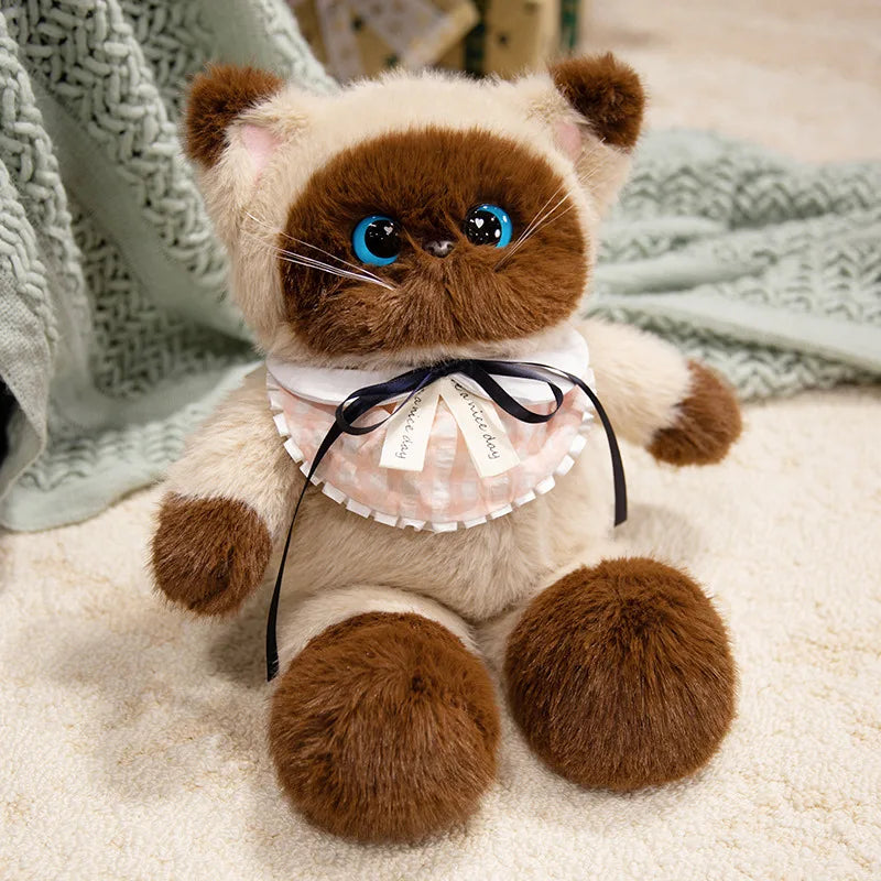45/60cm Funny Cute Soft Cat Cow Cat Plush Toys Siamese Kitten Pillow Bed Sleep Home Decor Doll for Birthday Gift KAEMEX