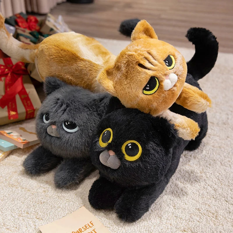 40/55/75CM Cartoon Lazy Cat Plush Toy Stuffed Soft Animal Pillow Lying Cat Pillow Sleeping Cushion Birthday Gift KAEMEX